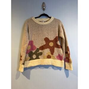 TOAD&CO Floral Wool Blend Sweater XS Cream Multicolor